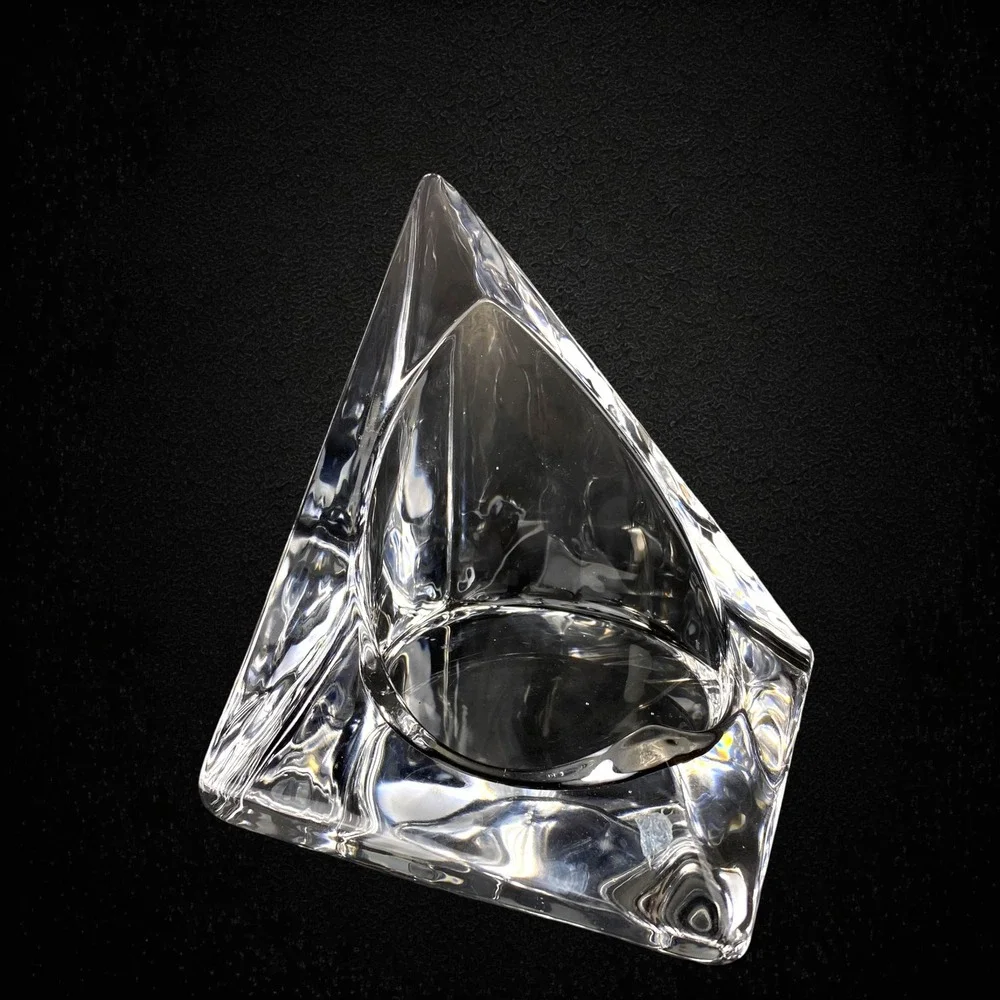 Nybro Glass Ice Pyramid Candle Holders‎ Set of 2 Sweden 1970s 1980s